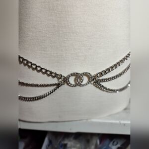 Silver Chain Belt with Sparkling Accents Nwot